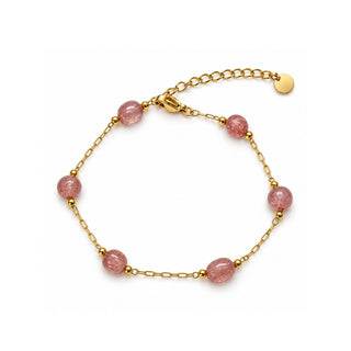 Handmade Chain Bracelet – Pink Strawberry Quartz