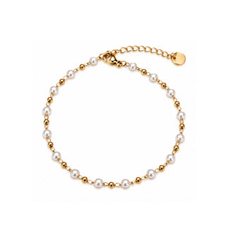 Handmade Chain Bracelet – Small White Pearls