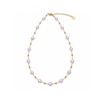 Handmade Chain Necklace – Light Pink Disc