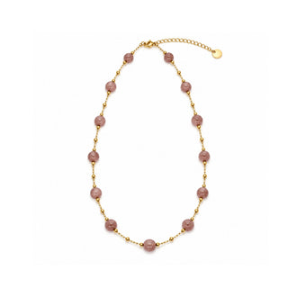 Handmade Chain Necklace – Pink Strawberry Quartz