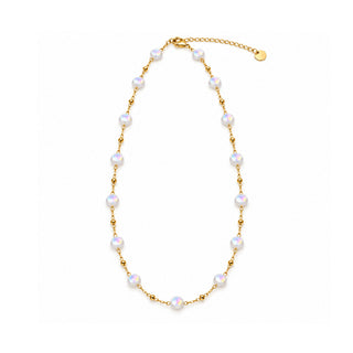 Handmade Chain Necklace – White Mother-of-Pearl Disc