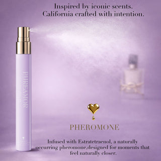 Lavender Vibe 12ml travel spray mist, a calming lavender fragrance infused with pheromones for naturally closer moments