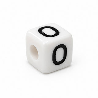 10mm White & Black Enamel Letter Bead – O