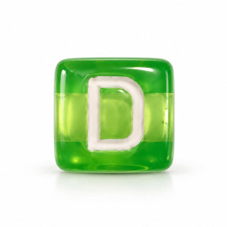 10mm Color & White Letter Bead – D