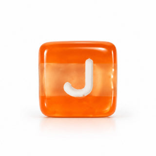 10mm Color & White Letter Bead – J