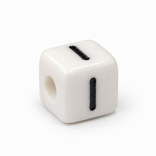 10mm White & Black Enamel Letter Bead – I