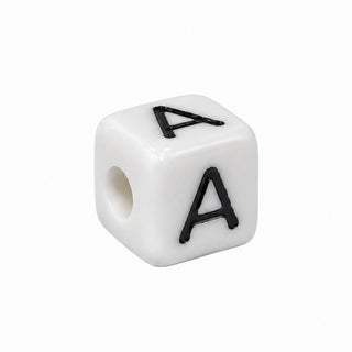 10mm White & Black Enamel Letter Bead – A