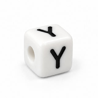 10mm White & Black Enamel Letter Bead – Y