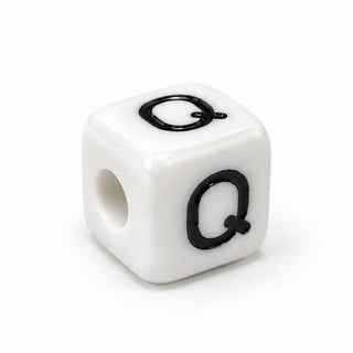 10mm White & Black Enamel Letter Bead – Q