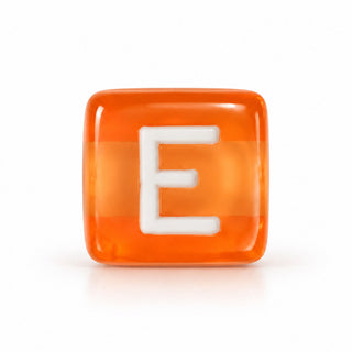 10mm Color & White Letter Bead – E