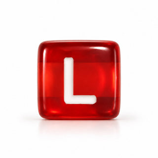 10mm Color & White Letter Bead – L