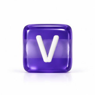 10mm Color & White Letter Bead – V