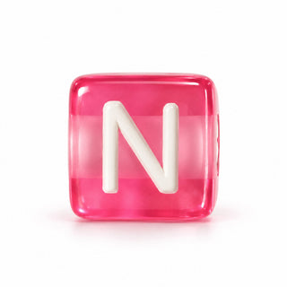 10mm Color & White Letter Bead – N