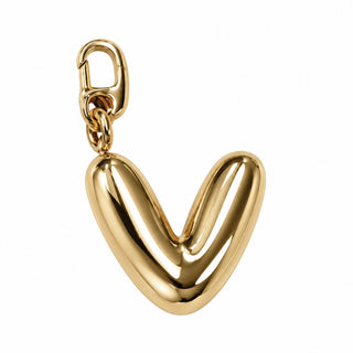 Large 3D Gold Letter Charm – V