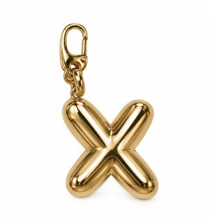 Large 3D Gold Letter Charm – X