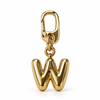 Small Gold Letter Charm – W