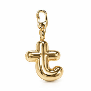 Large 3D Gold Letter Charm – T