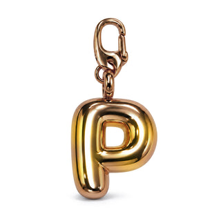 Large 3D Gold Letter Charm – P