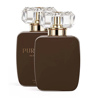 Two brown 30ml perfume bottles with gold caps on a white background
