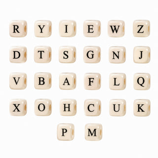 Square Printed Letter Bead