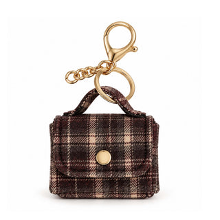 Fabric Mini Bag Charm – Grey & Brown