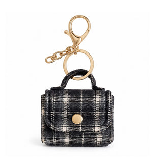 Fabric Mini Bag Charm – Black & White Check
