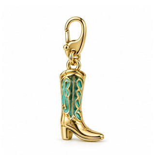 Enamel Cowboy Boot – Teal